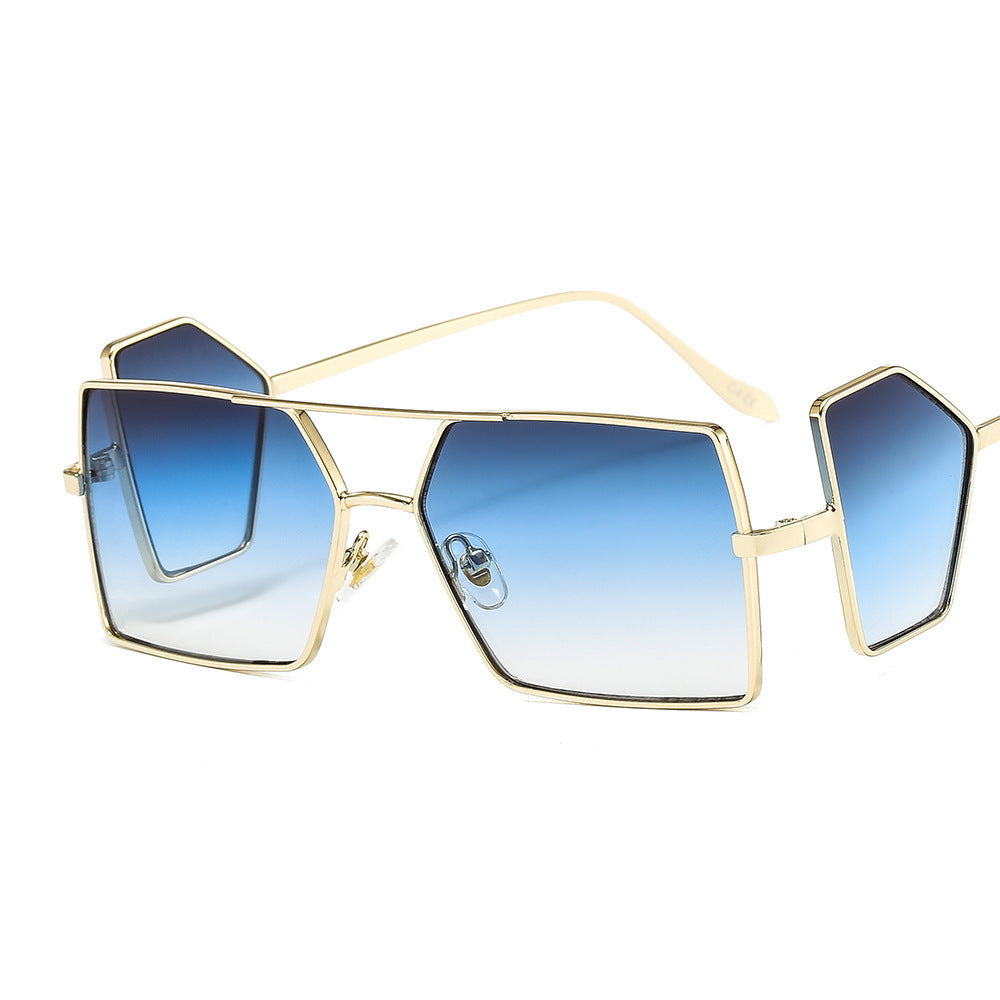 Male And Female Personality Metal Side Blocking Lens Square Sunglasses