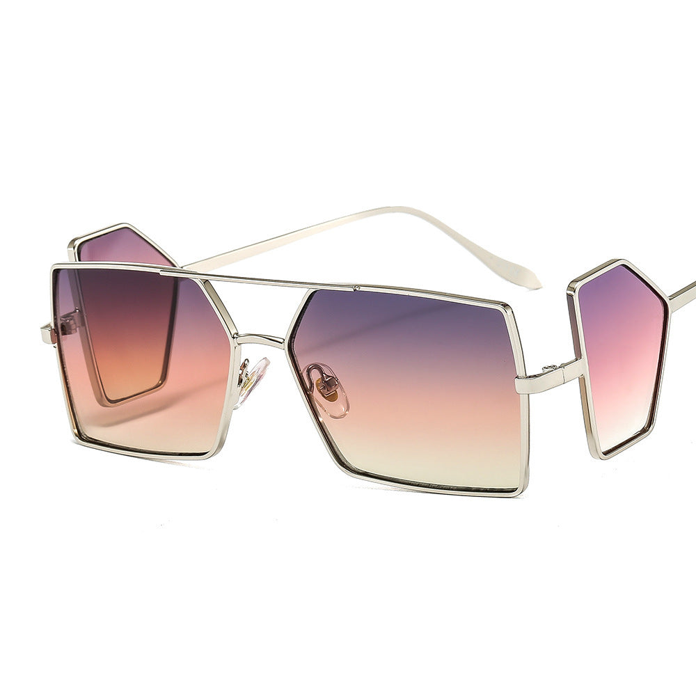 Male And Female Personality Metal Side Blocking Lens Square Sunglasses