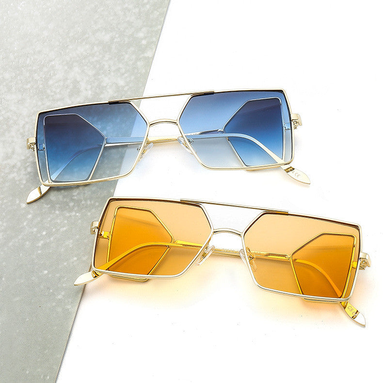 Male And Female Personality Metal Side Blocking Lens Square Sunglasses